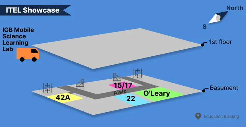 Map of rooms in Education basement.